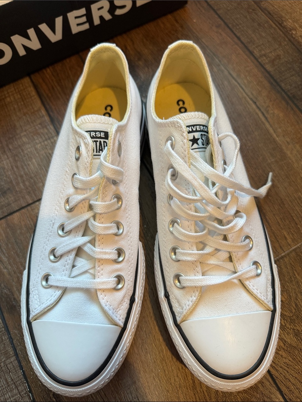 Converse White Low-Top Platform Canvas Sneakers - Picture 3 of 9